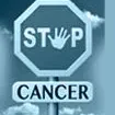 A stop sign with the word " cancer " written underneath it.
